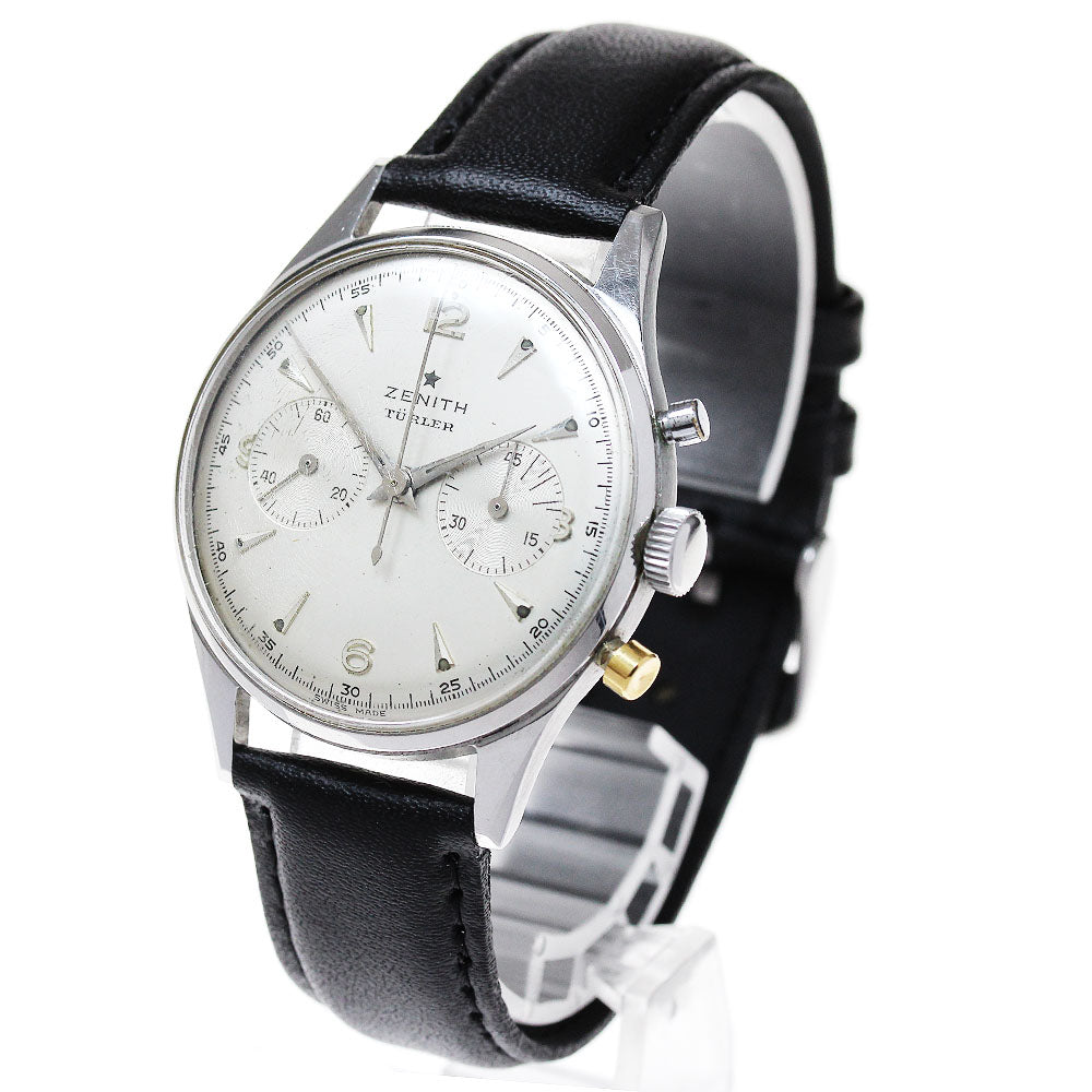 ZENITH Tueller 2 Register Chronograph cal.136D Vintage Silver Dial Hand Winding Men's Watch_840630