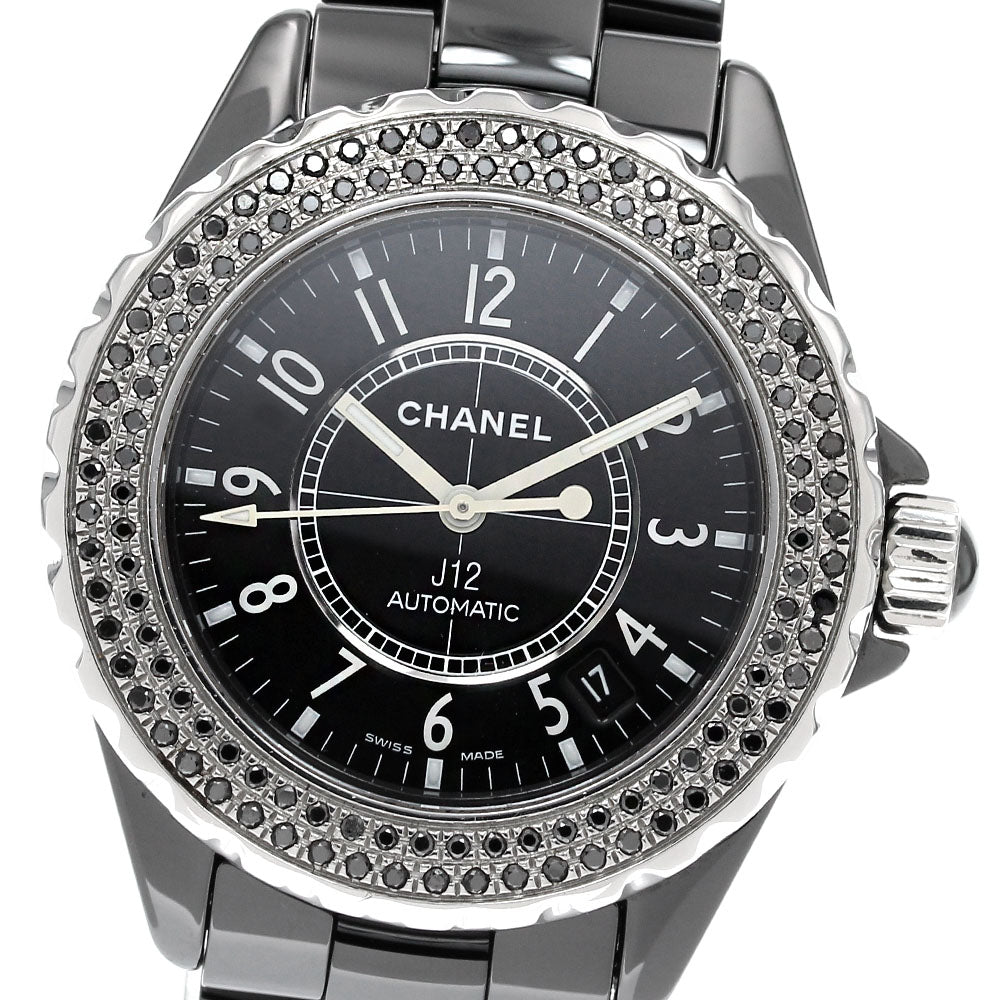 CHANEL J12 black ceramic H1417 date black diamond bezel Automatic Men's_841369