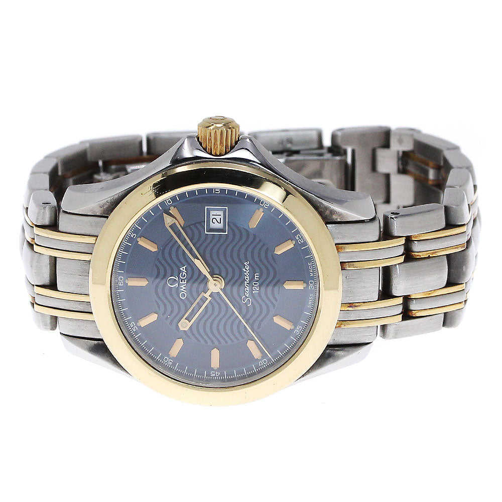 OMEGA Seamaster120 2371.81 YG2 tone date Navy Dial Quartz Ladies Watch_841468