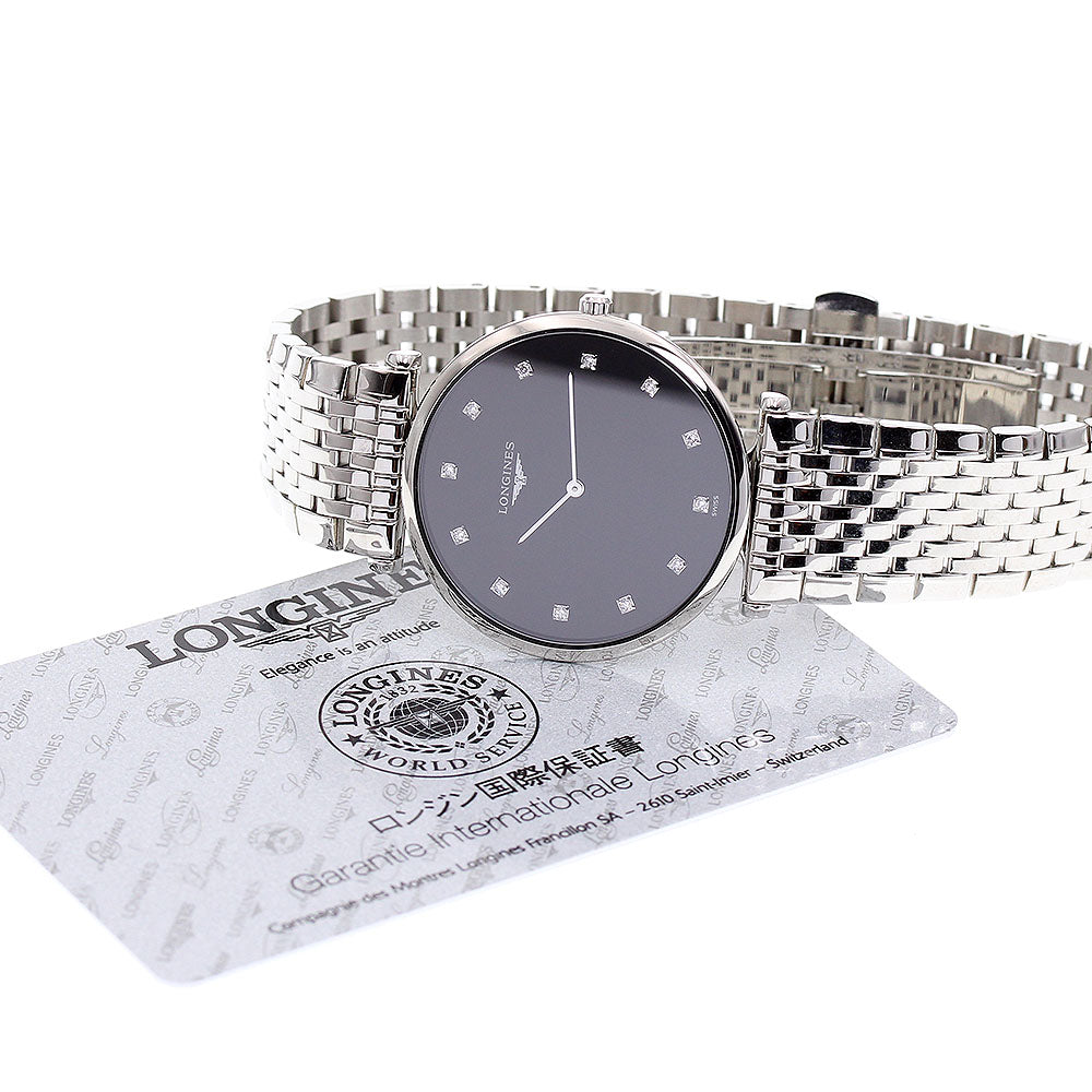 LONGINES Grand classic L4.709.4 12P diamond black Dial Quartz Men's Watch_841500