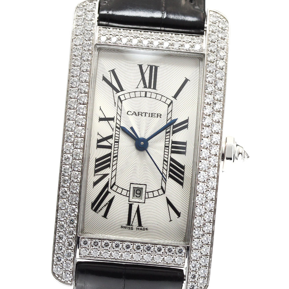 CARTIER Tank American MM WB702751 K18WG diamond bezel Silver Dial Hand Winding Boy's Watch_841604