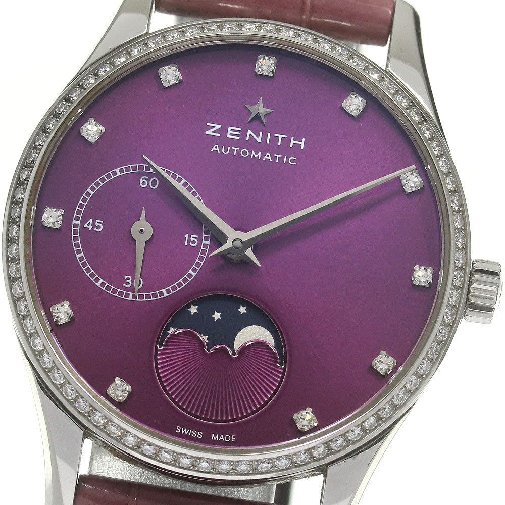 ZENITH Class Elite Ultra Thin 16.2310.692 moon phase diamond bezel purple Dial Automatic Ladies Watch_841719
