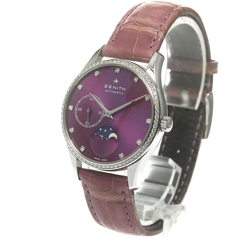 ZENITH Class Elite Ultra Thin 16.2310.692 moon phase diamond bezel purple Dial Automatic Ladies Watch_841719