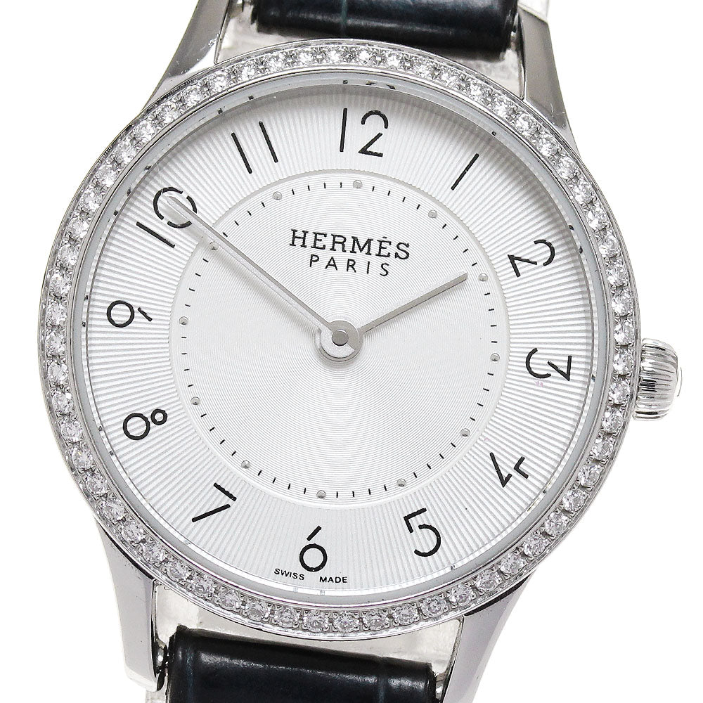 HERMES Slim Do CA2.130 Diamond Bezel Silver Dial Quartz Ladies Watch_841732