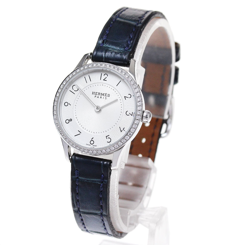 HERMES Slim Do CA2.130 Diamond Bezel Silver Dial Quartz Ladies Watch_841732