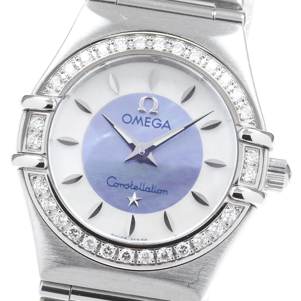 OMEGA Constellation Mini 1466.84 Diamond Bezel Blue shell / white shell Dial Quartz Ladies Watch_841795