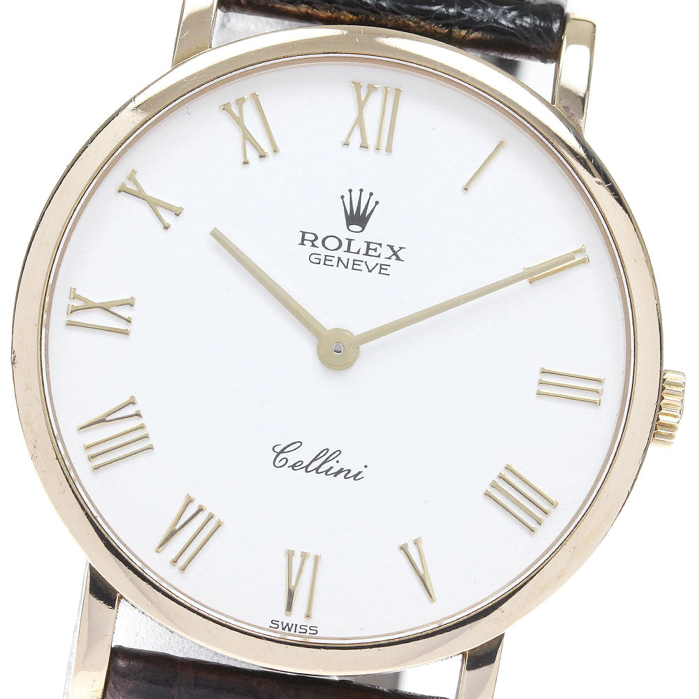 ROLEX Cellini 5112 K18YG cal.1602 white Dial Hand Winding Men's Watch_842187