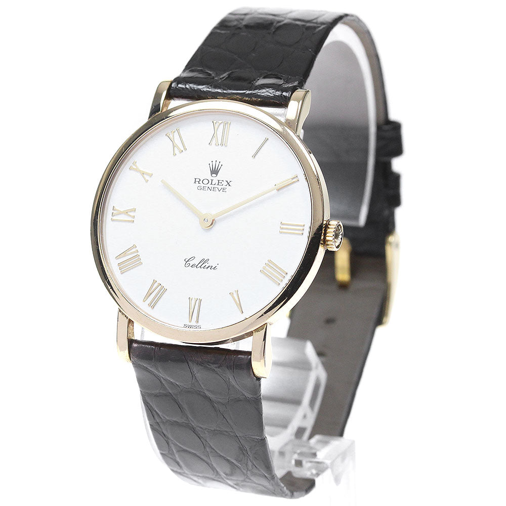 ROLEX Cellini 5112 K18YG cal.1602 white Dial Hand Winding Men's Watch_842187