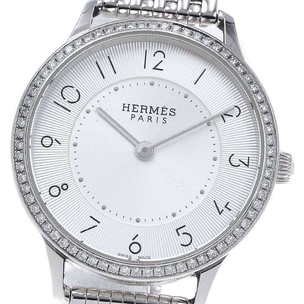 HERMES Slim du Hermes CA2.230 Diamond Bezel Silver Dial Quartz Ladies_842247