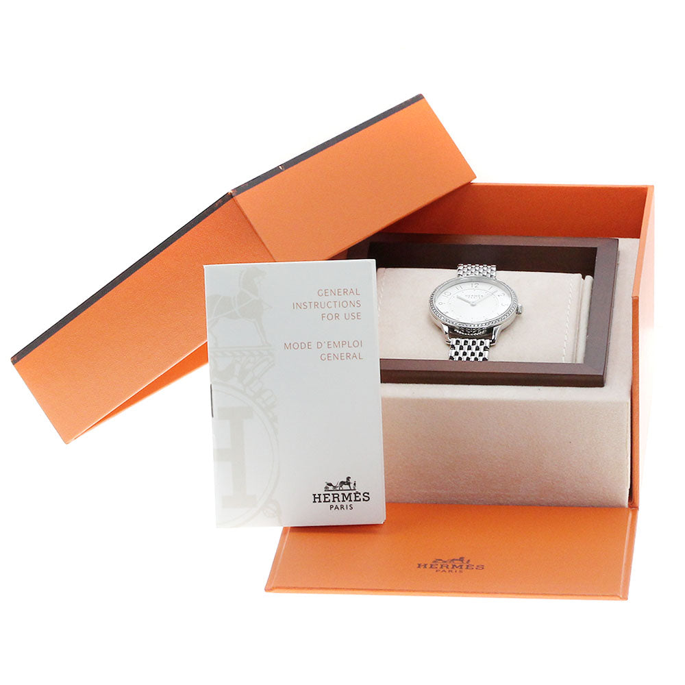 HERMES Slim du Hermes CA2.230 Diamond Bezel Silver Dial Quartz Ladies_842247