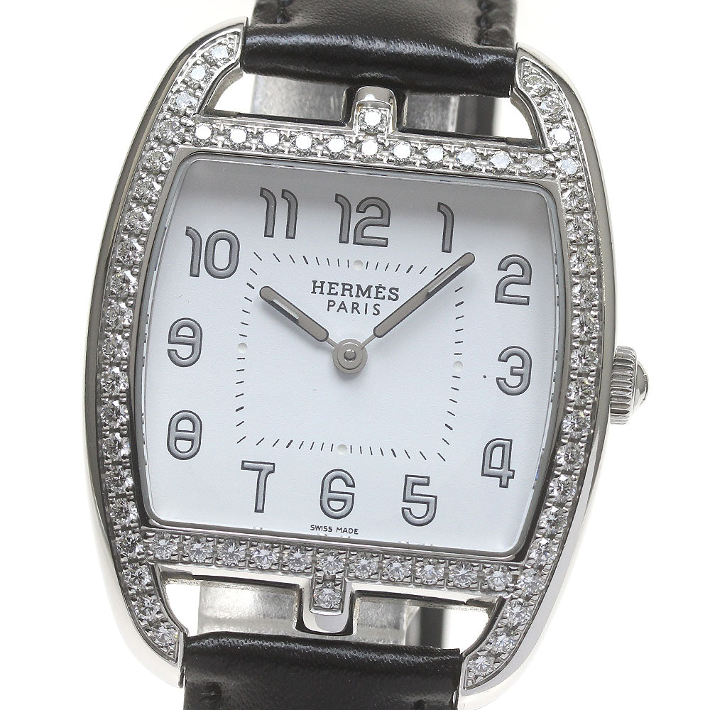 HERMES Cape Cod Tonneau CT1.730 Diamond Bezel Quartz Ladies Watch_842324