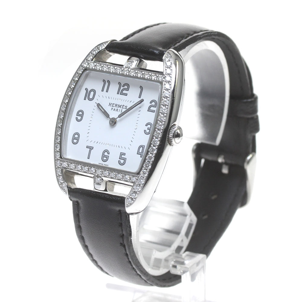 HERMES Cape Cod Tonneau CT1.730 Diamond Bezel Quartz Ladies Watch_842324