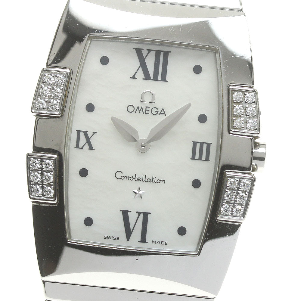 OMEGA Constellation Quadrella 1586.70 Diamond Bezel White shell Dial Quartz Ladies Watch_842381