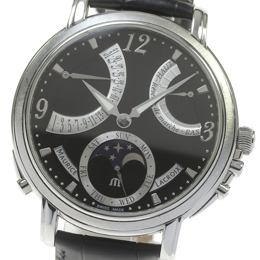 MAURICE LACROIX Masterpiece MP7078 Retrograde moon phase black Dial Hand Winding Men's Watch_842439