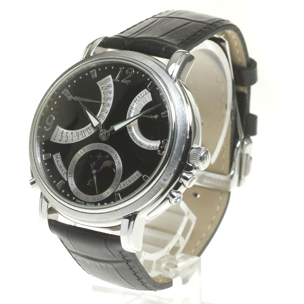 MAURICE LACROIX Masterpiece MP7078 Retrograde moon phase black Dial Hand Winding Men's Watch_842439