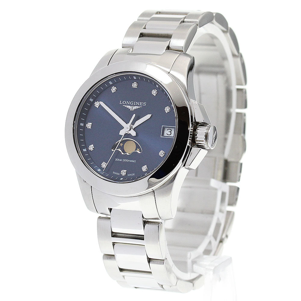 LONGINES Conquest L3.380.4 Moon Phase 11P Navy Dial Quartz Ladies Watch_842448