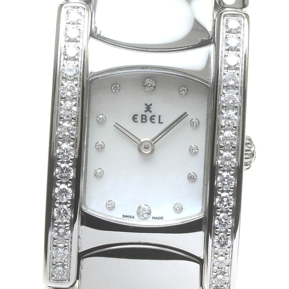 EBEL Beluga Cuff E9057A28-10 Diamond Bezel White shell Dial Quartz Ladies Watch_842512