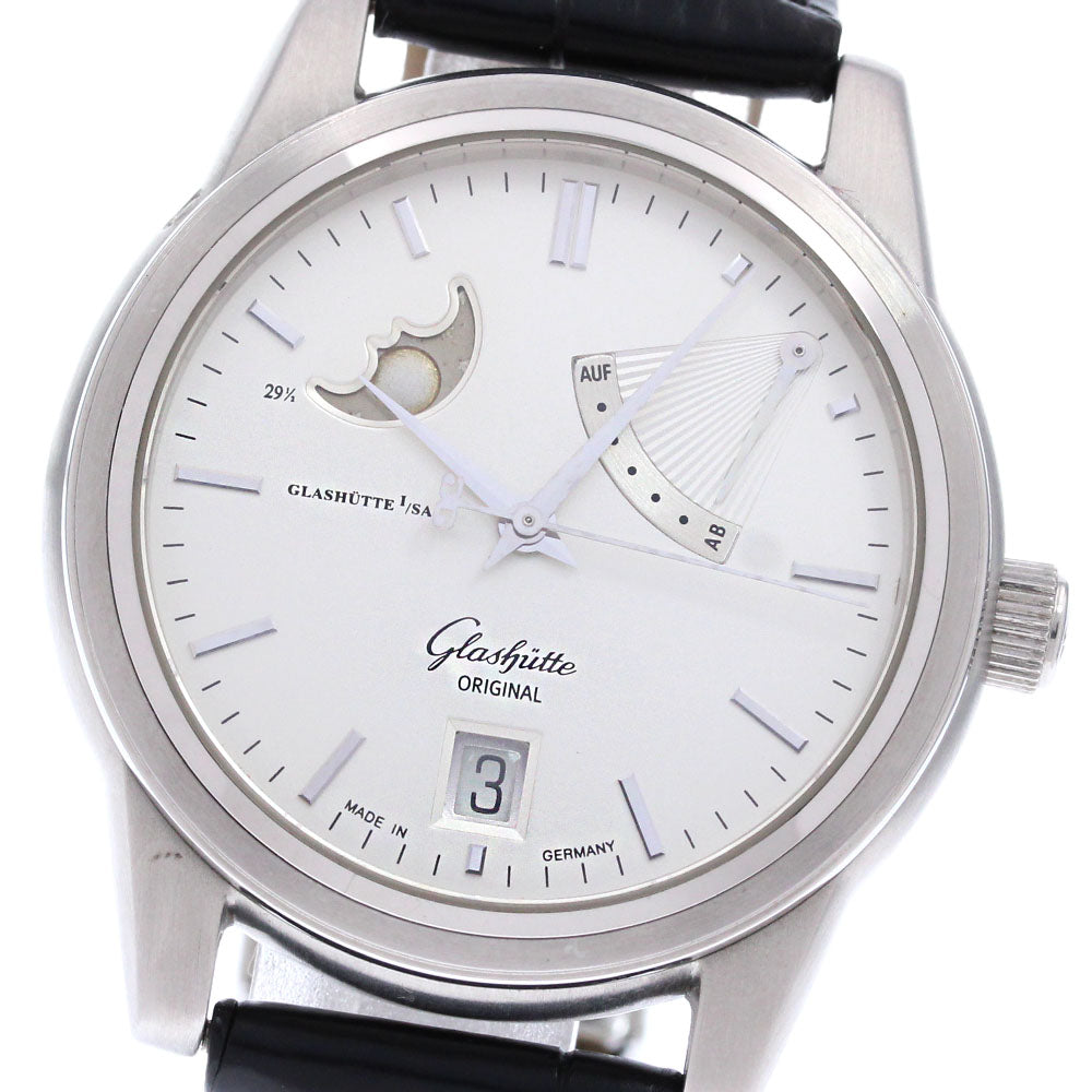 GLASHUTTE ORIGINAL Seneta 1-39-44-04-12-04 Moon phase power reserve Silver Dial Automatic Men's Watch_842526