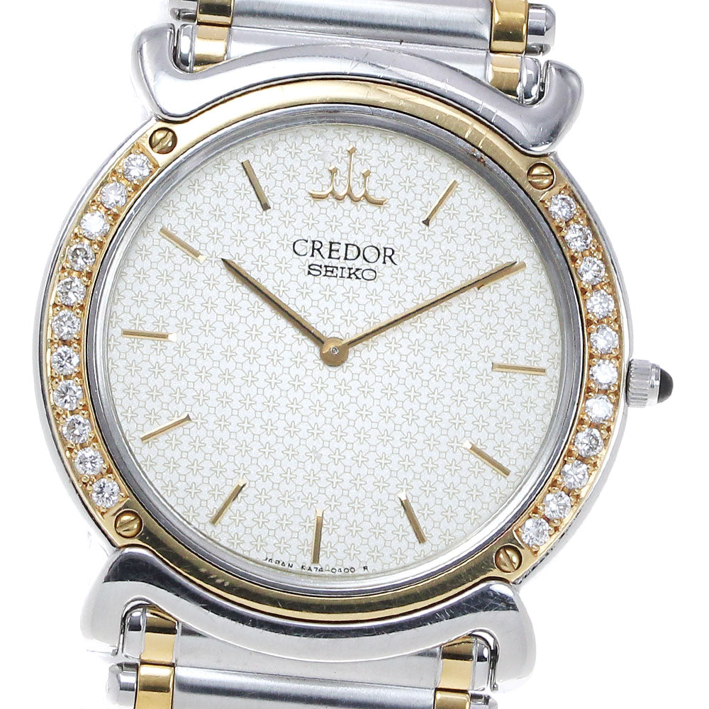 SEIKO CREDOR Linea Kuruba GKJX060/5A74-0190 Bezel Diamond Quartz Men's_842566