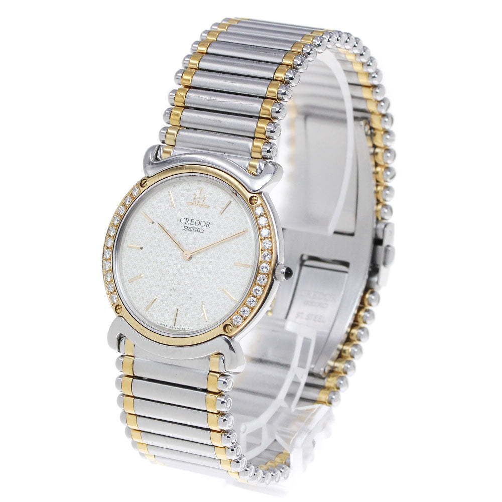 SEIKO CREDOR Linea Kuruba GKJX060/5A74-0190 Bezel Diamond Quartz Men's_842566