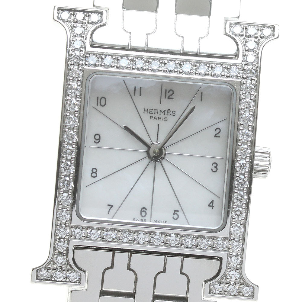 HERMES H watch HH1.230 Diamond Bezel White shell Dial Quartz Ladies Watch_842614