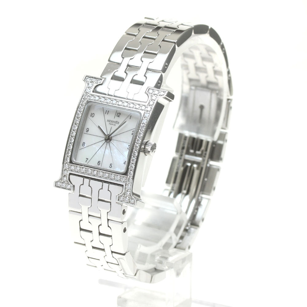 HERMES H watch HH1.230 Diamond Bezel White shell Dial Quartz Ladies Watch_842614