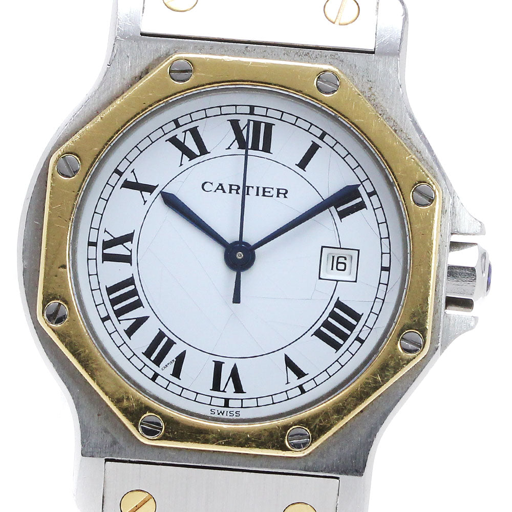 CARTIER Santos Octagon LM Date white Dial Automatic Men's Watch_842951