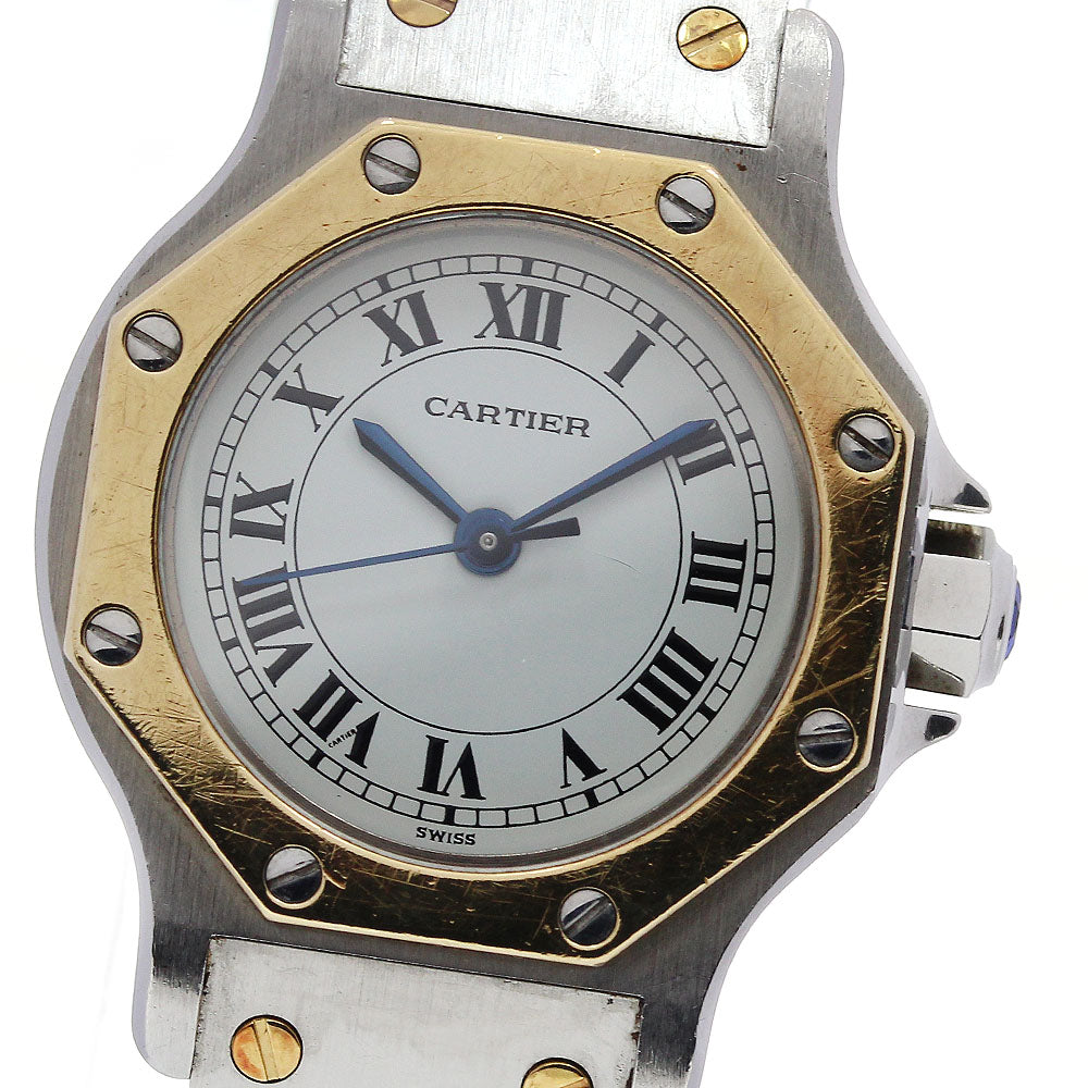 CARTIER Santos Octagon SM YG bezel white Dial Automatic Ladies Watch_842965