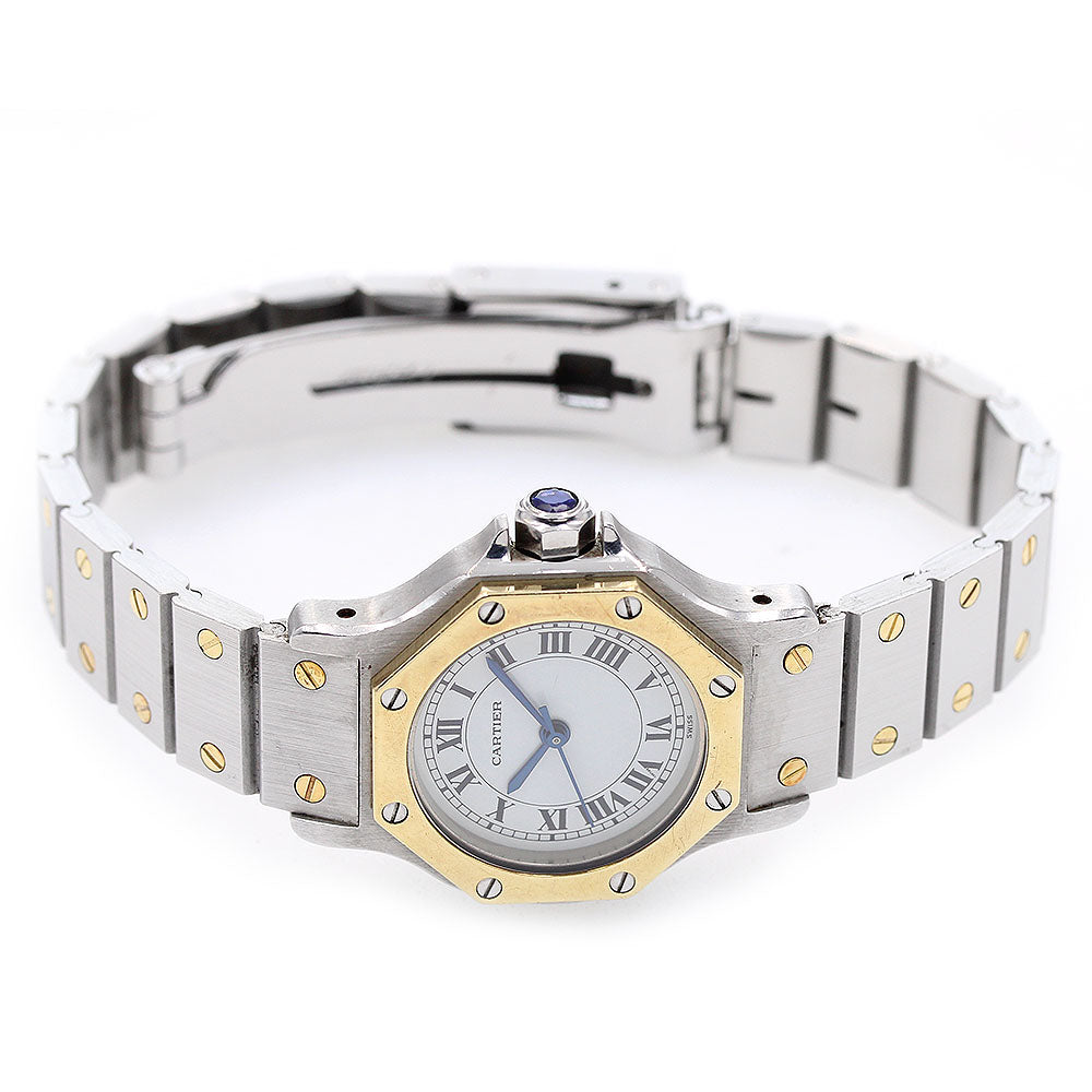 CARTIER Santos Octagon SM YG bezel white Dial Automatic Ladies Watch_842965