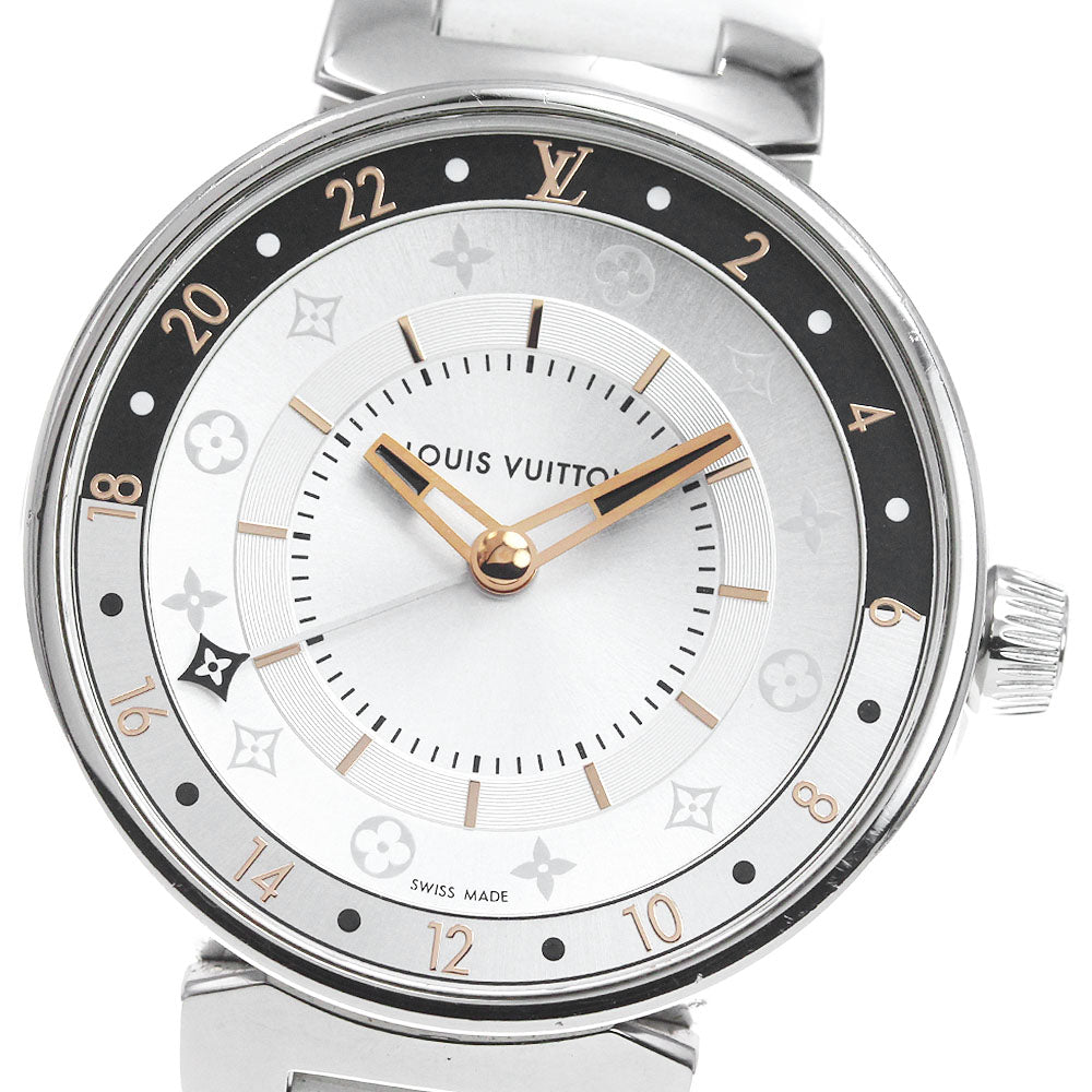 LOUIS VUITTON Tambour Moon Dual Time QA104 Silver Dial Quartz Ladies _842972