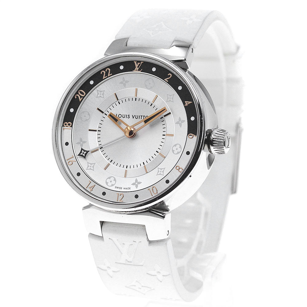 LOUIS VUITTON Tambour Moon Dual Time QA104 Silver Dial Quartz Ladies _842972