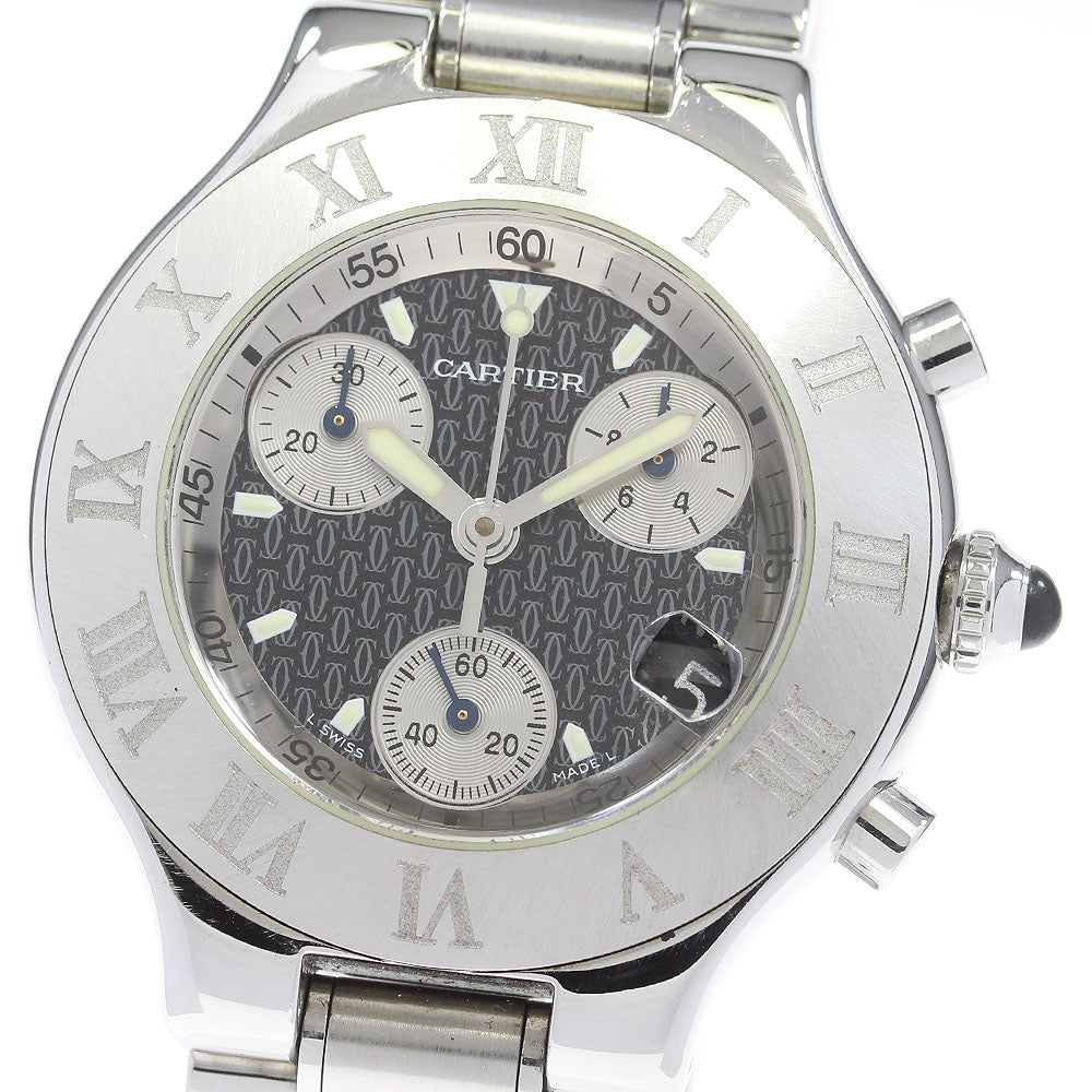 CARTIER CHRONOSCAPH W10172T2 Date black Dial Quartz Men's Watch_842978