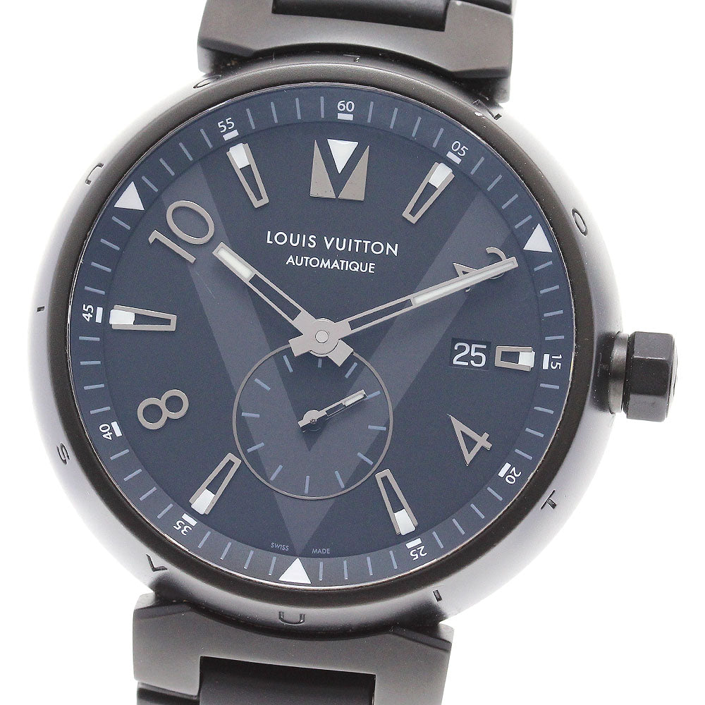 LOUIS VUITTON Tambour all black Q1D22 Date black Dial Automatic Men's_842982