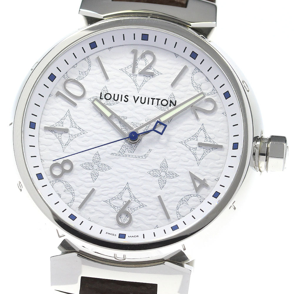 LOUIS VUITTON Tambourg GM QA114 Monogram white Dial Quartz Men's Watch_843034