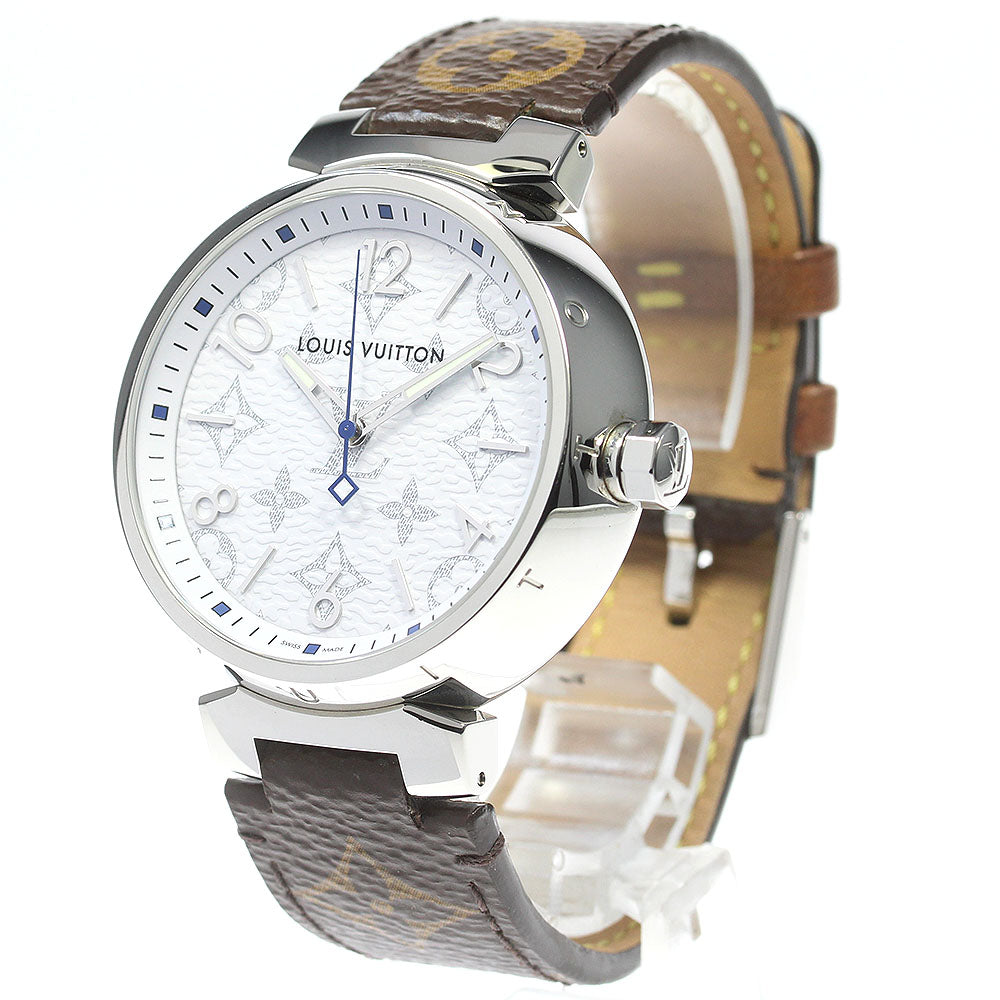 LOUIS VUITTON Tambourg GM QA114 Monogram white Dial Quartz Men's Watch_843034