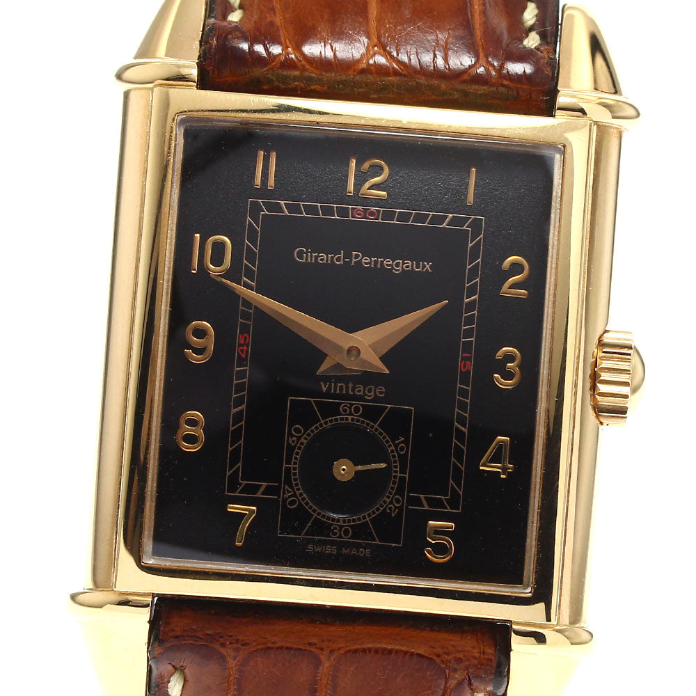 GIRARD PERREGAUX Vintage 1945 2595 18K Pink Gold black Dial Hand Winding Men's Watch_843458