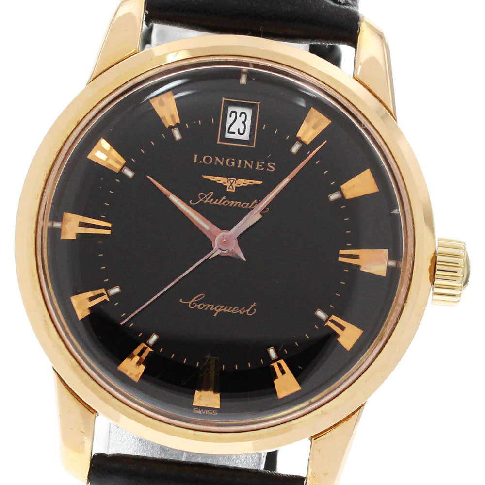 LONGINES Conquest L1.611.6 18K Pink Gold black Dial Automatic Men's Watch_843511