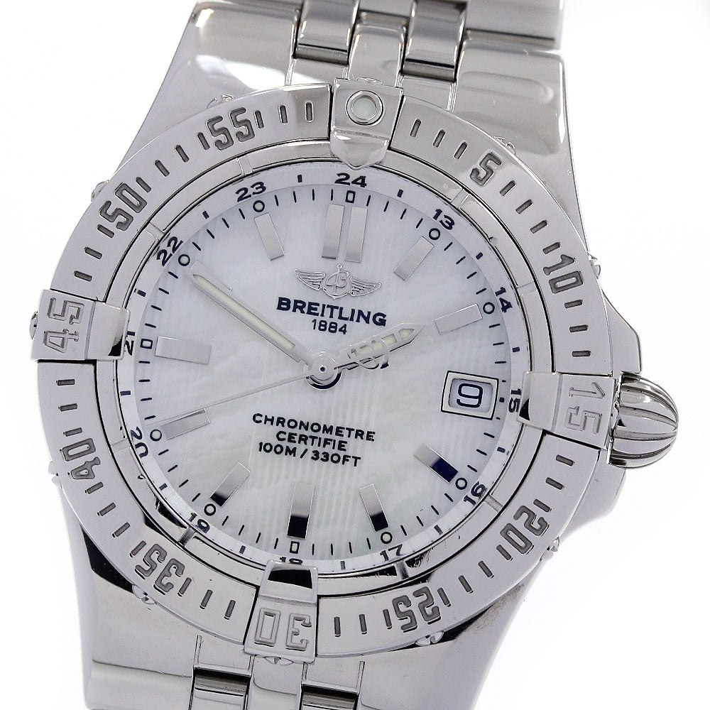 BREITLING Star liner A71340 Date White shell Dial Quartz Ladies Watch_843529