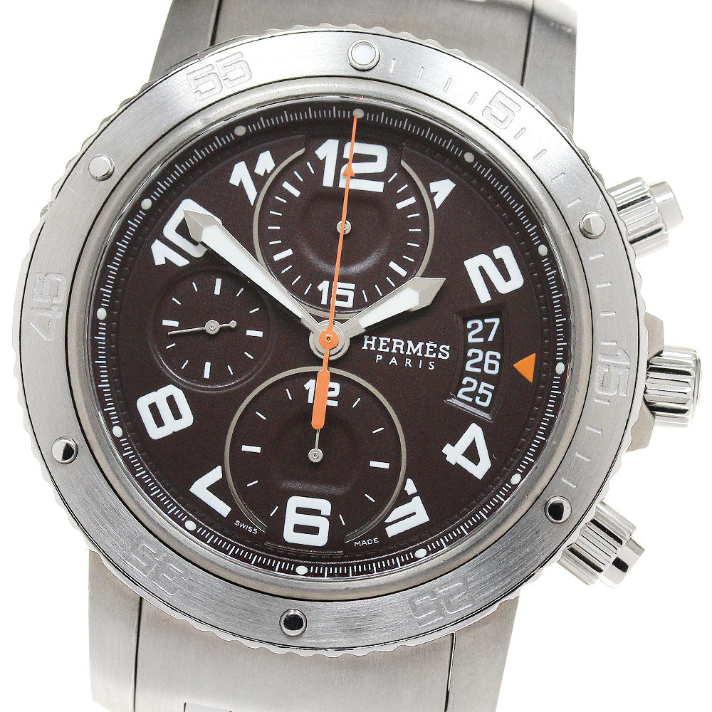 HERMES Clipper diver CP2.941 Chronograph Brown Dial Automatic Men's Watch_843554
