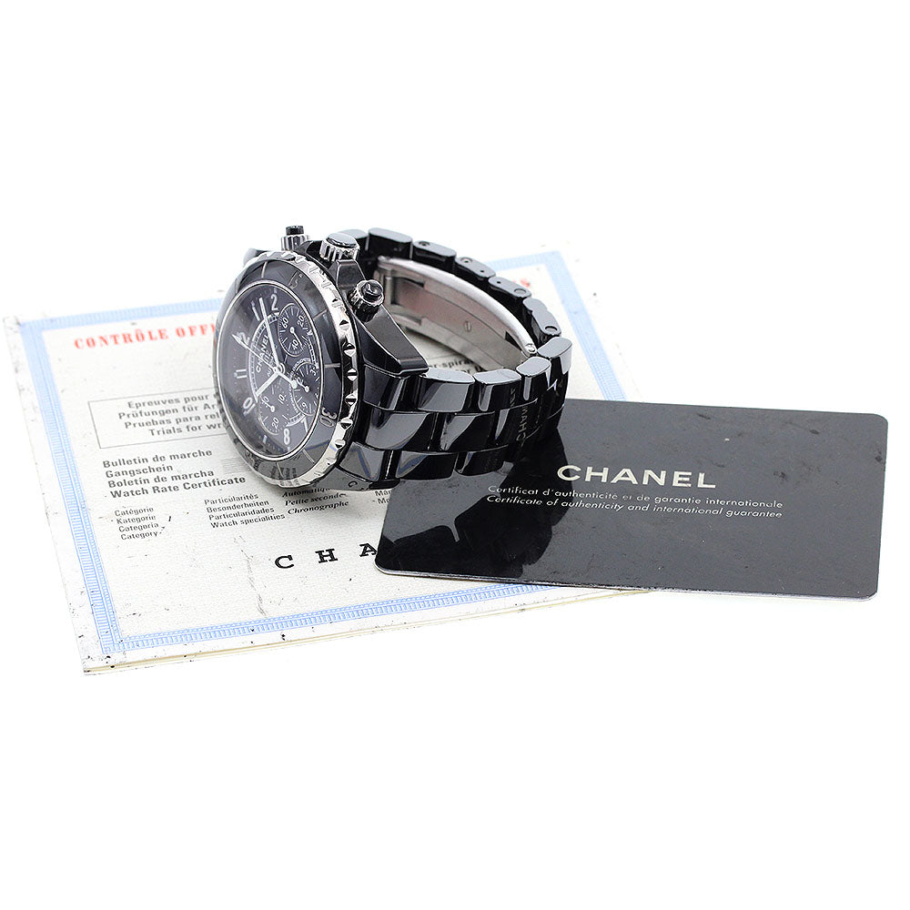 CHANEL J12 H0940 Black Ceramic 41MM Chronograph Automatic Men's Watch_843580