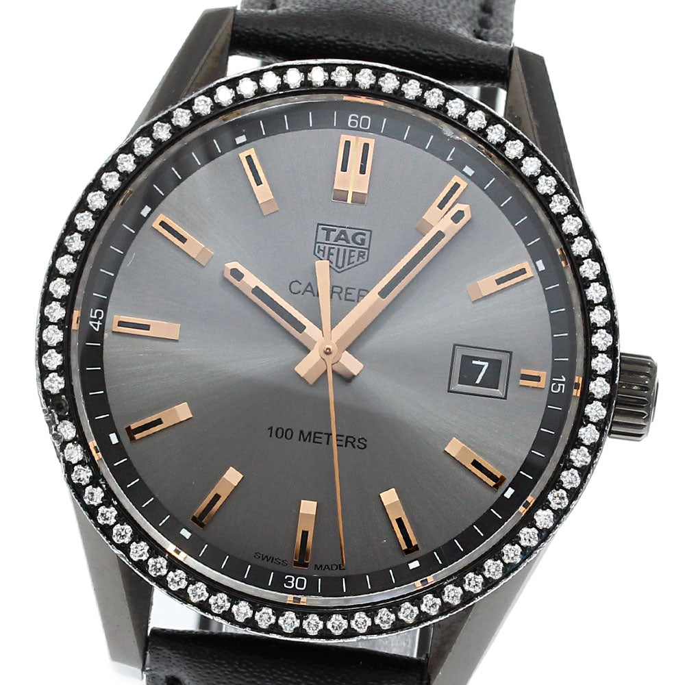 TAG HEUER Carrera WAR1115 diamond bezel date gray Dial Quartz Ladies Watch_843591
