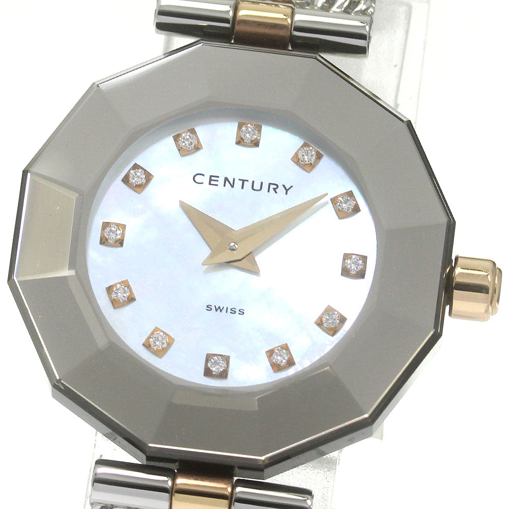 CENTURY Plat im time 606.7.S.12.15.SM 12P diamond White shell Dial Quartz Ladies Watch_843628