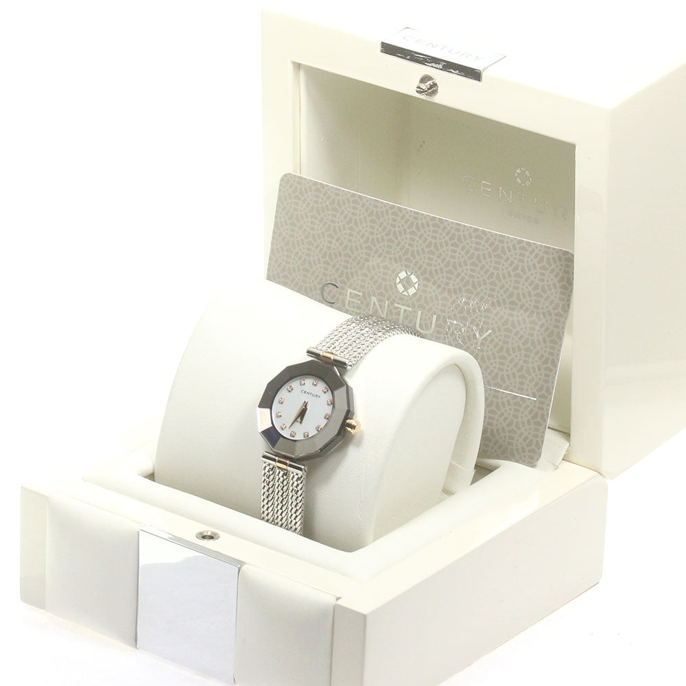 CENTURY Plat im time 606.7.S.12.15.SM 12P diamond White shell Dial Quartz Ladies Watch_843628