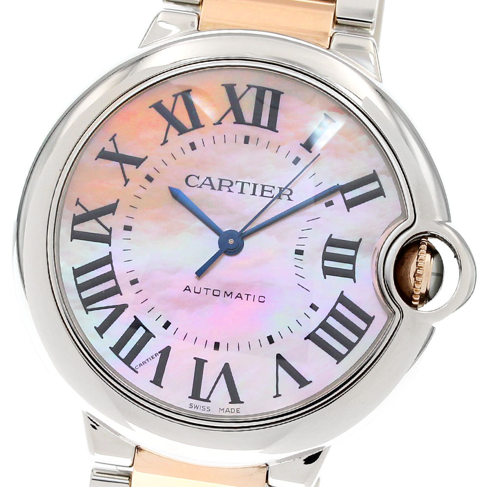 CARTIER Baron Blue MM W6920033 Pink shell Dial Automatic Boy's Watch_843649
