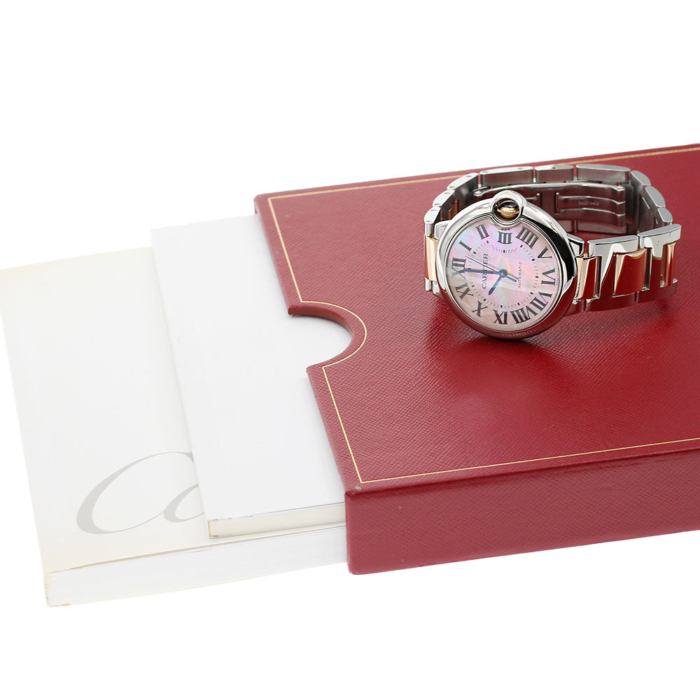 CARTIER Baron Blue MM W6920033 Pink shell Dial Automatic Boy's Watch_843649