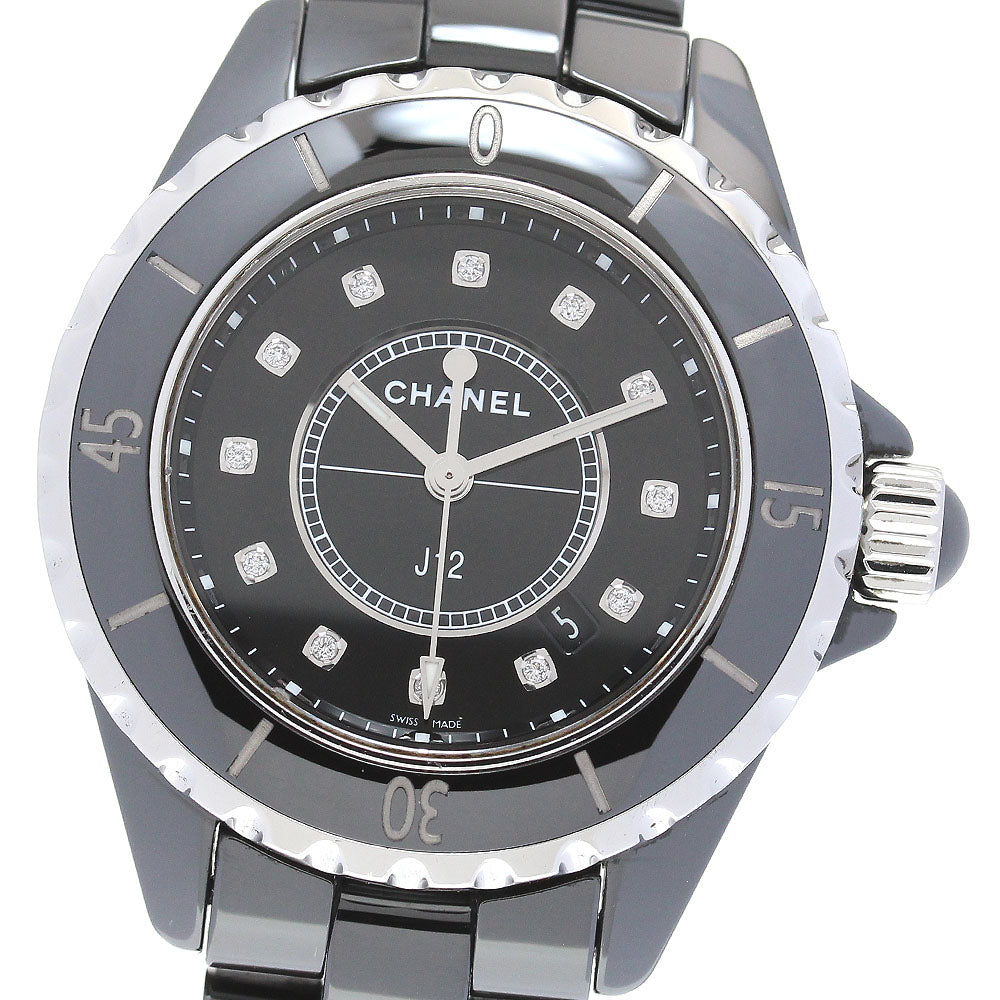 CHANEL J12 H1625 Black Ceramic 33MM 12P Diamond Quartz Ladies Watch_843872