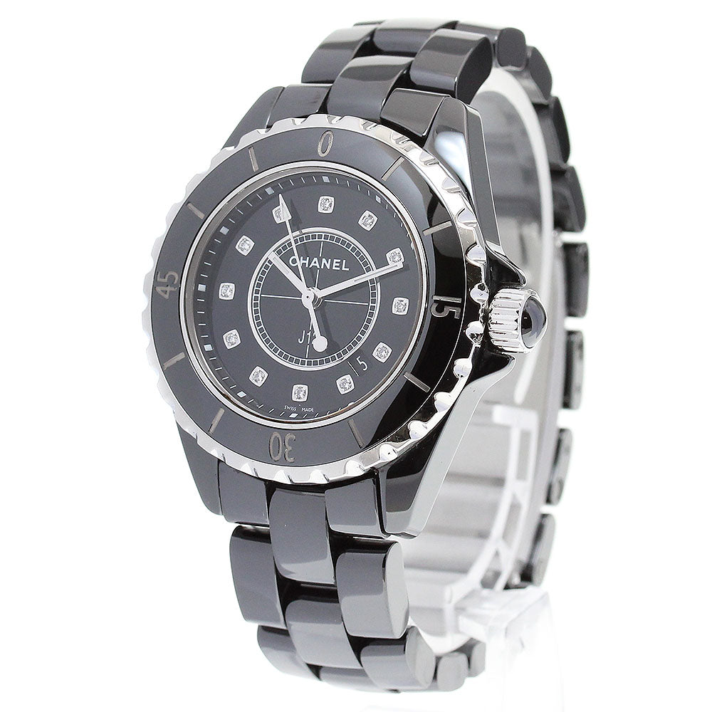 CHANEL J12 H1625 Black Ceramic 33MM 12P Diamond Quartz Ladies Watch_843872