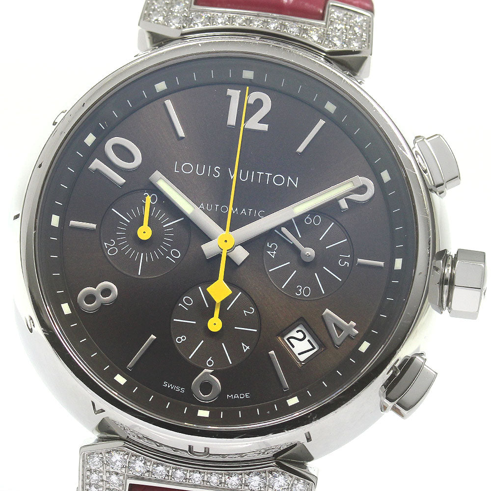 LOUIS VUITTON Tambour Q112G Chronograph rug diamond Automatic Men's Watch_844185