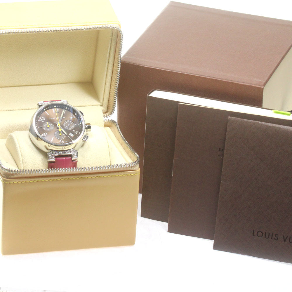 LOUIS VUITTON Tambour Q112G Chronograph rug diamond Automatic Men's Watch_844185