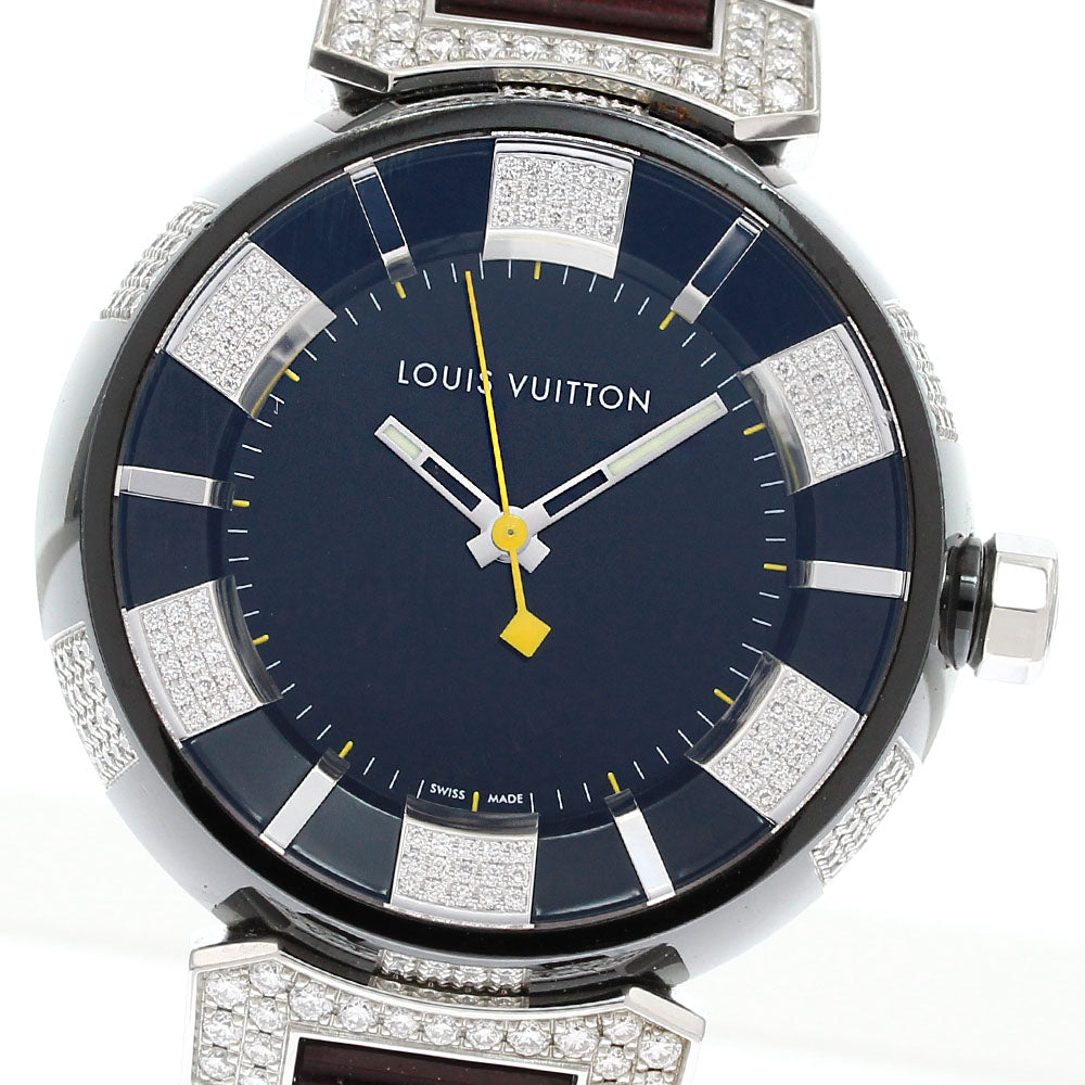LOUIS VUITTON Tambour in Black Diamon Q131Q diamond Quartz Boy's Watch_844237